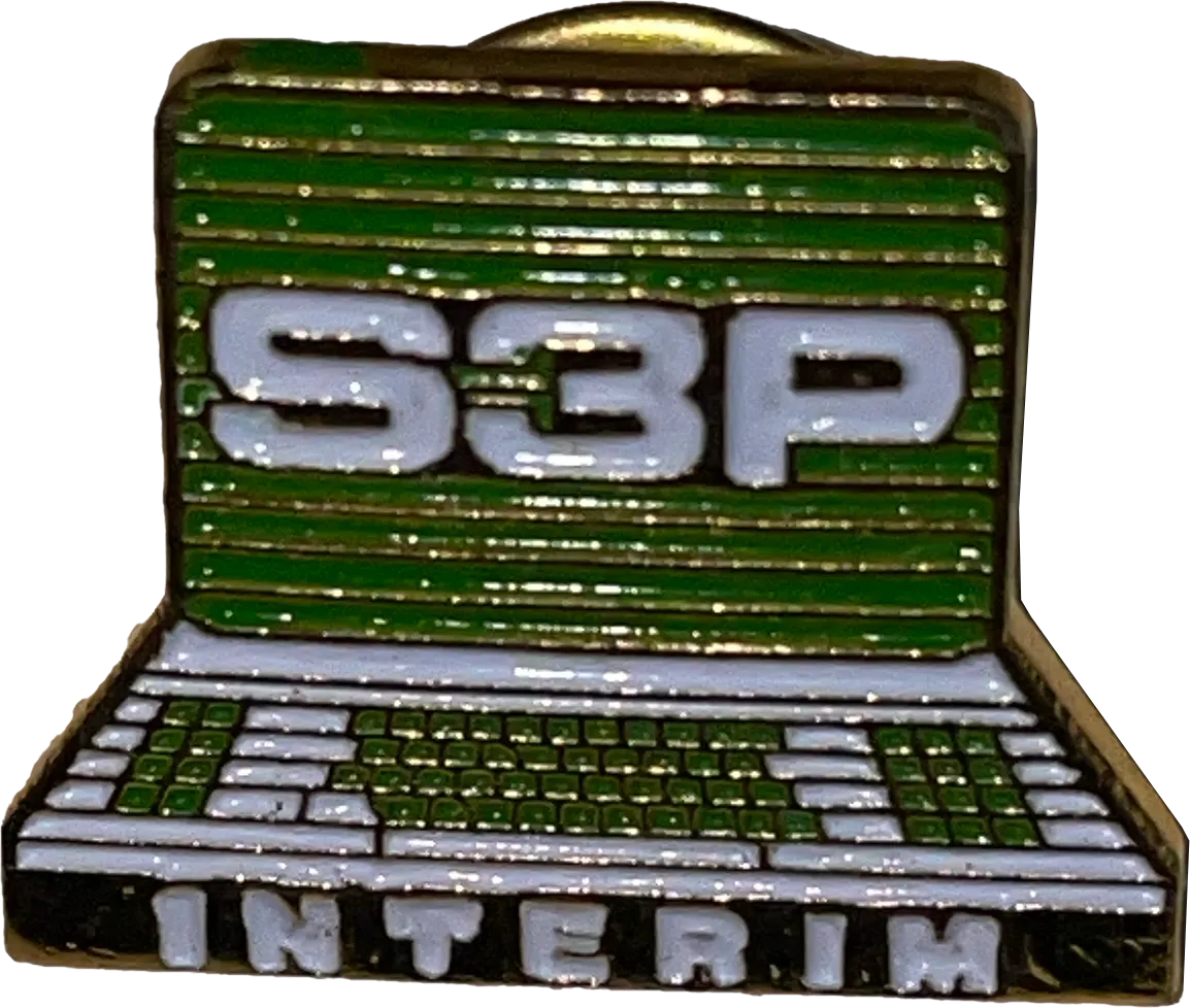 S3P Interim Ansteckpin in Form eines tragbaren Computers