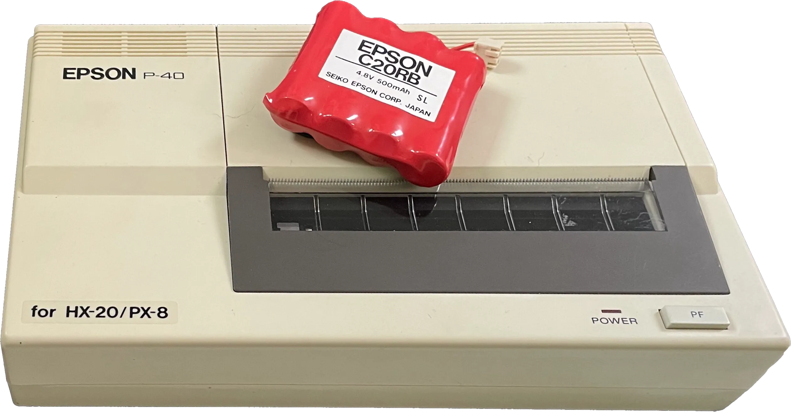 Epson P-40 Thermodrucker für HX-20/PX-8 mit originalem C20RB-Akkupack, 4,8 V / 500 mAh