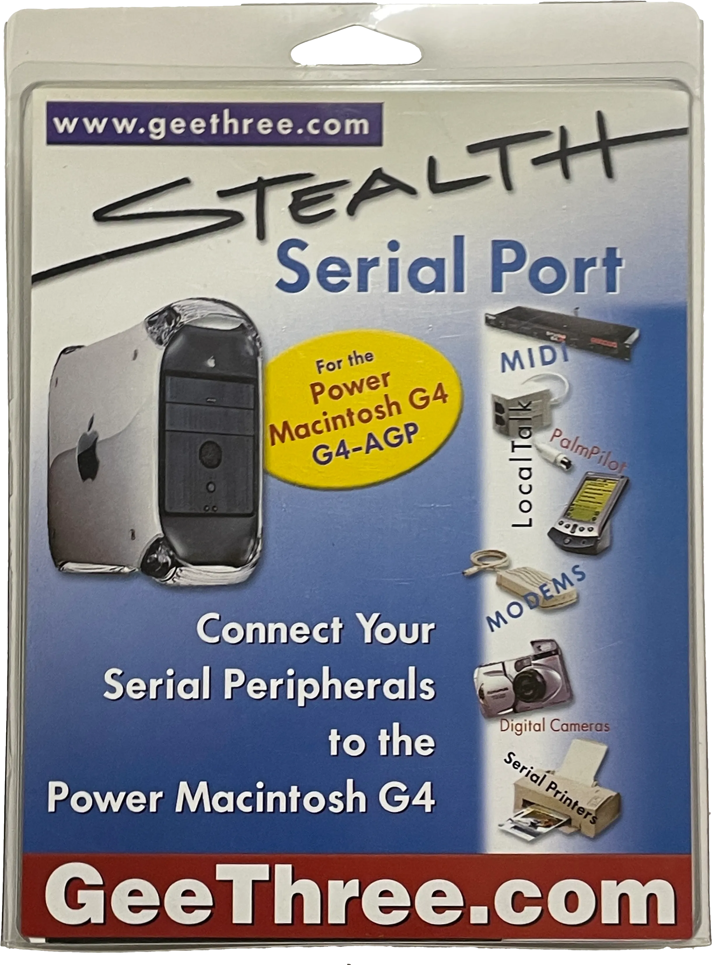 Originalverpackung des GeeThree Stealth Serial Port für Power Macintosh G4 G4-AGP