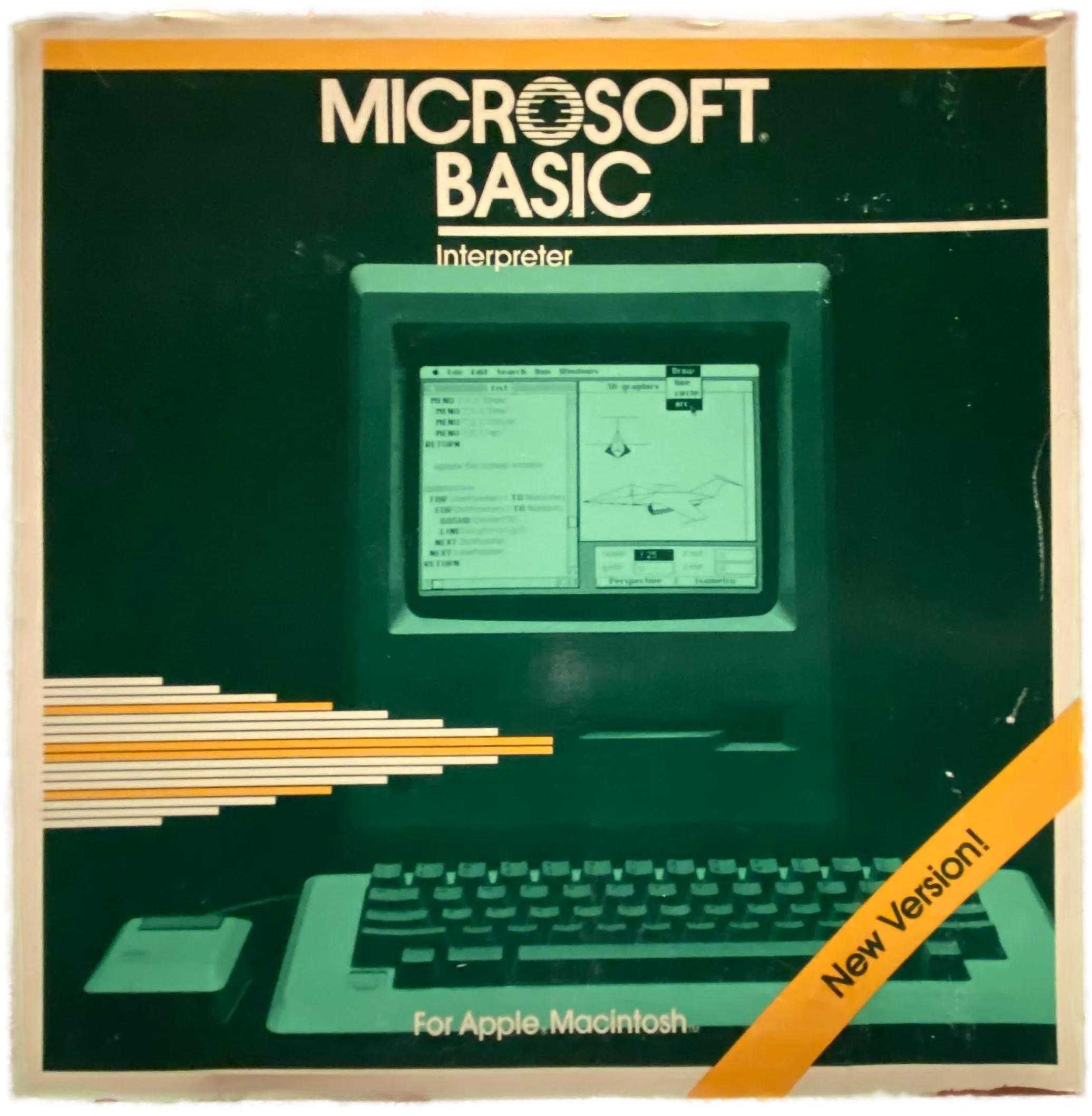 Microsoft BASIC Interpreter – Vorderseite der Originalverpackung mit „New Version!“-Aufdruck