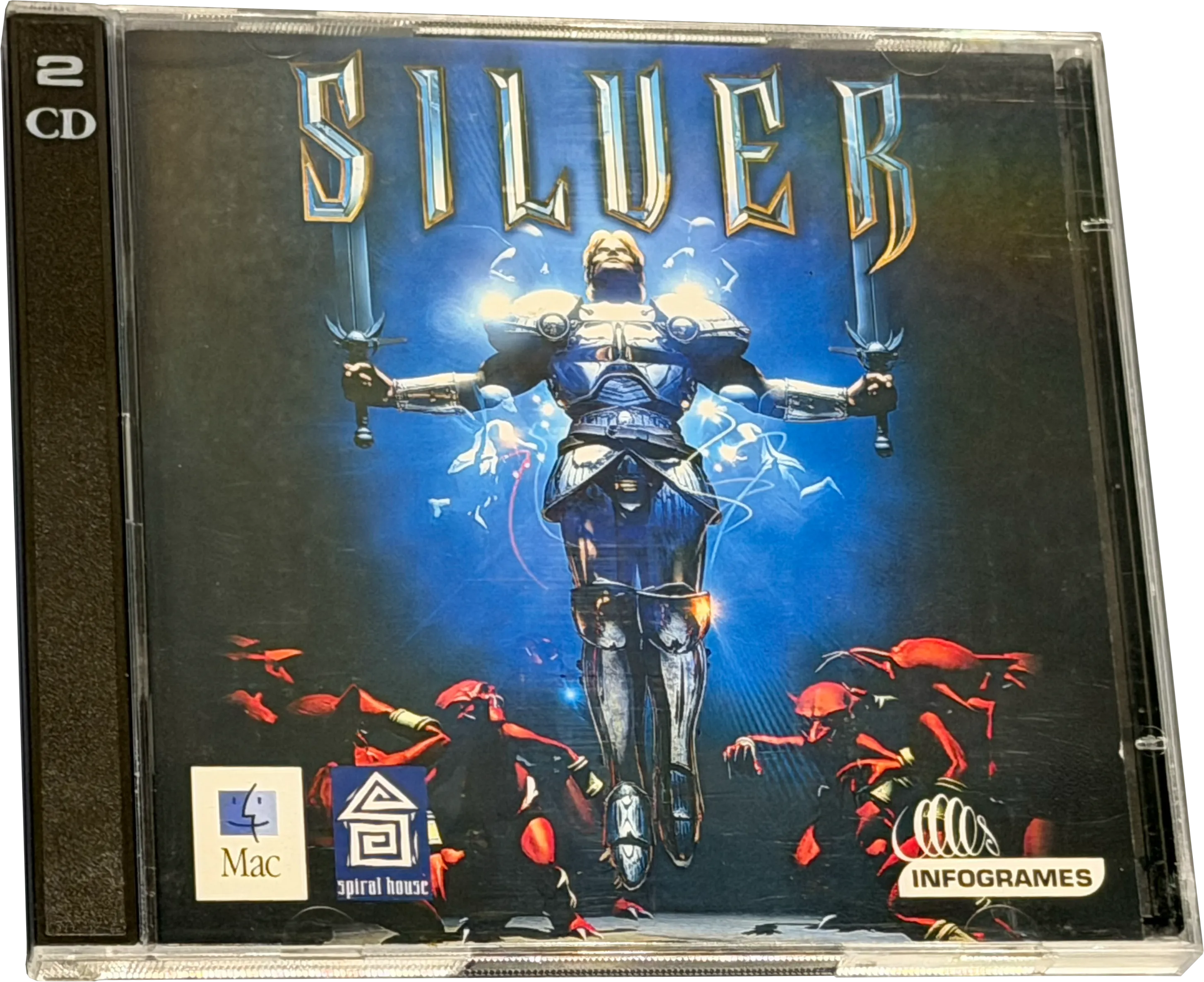Silver – Macintosh-Ausgabe im Jewel Case mit Hinweis auf zwei CD-ROMs