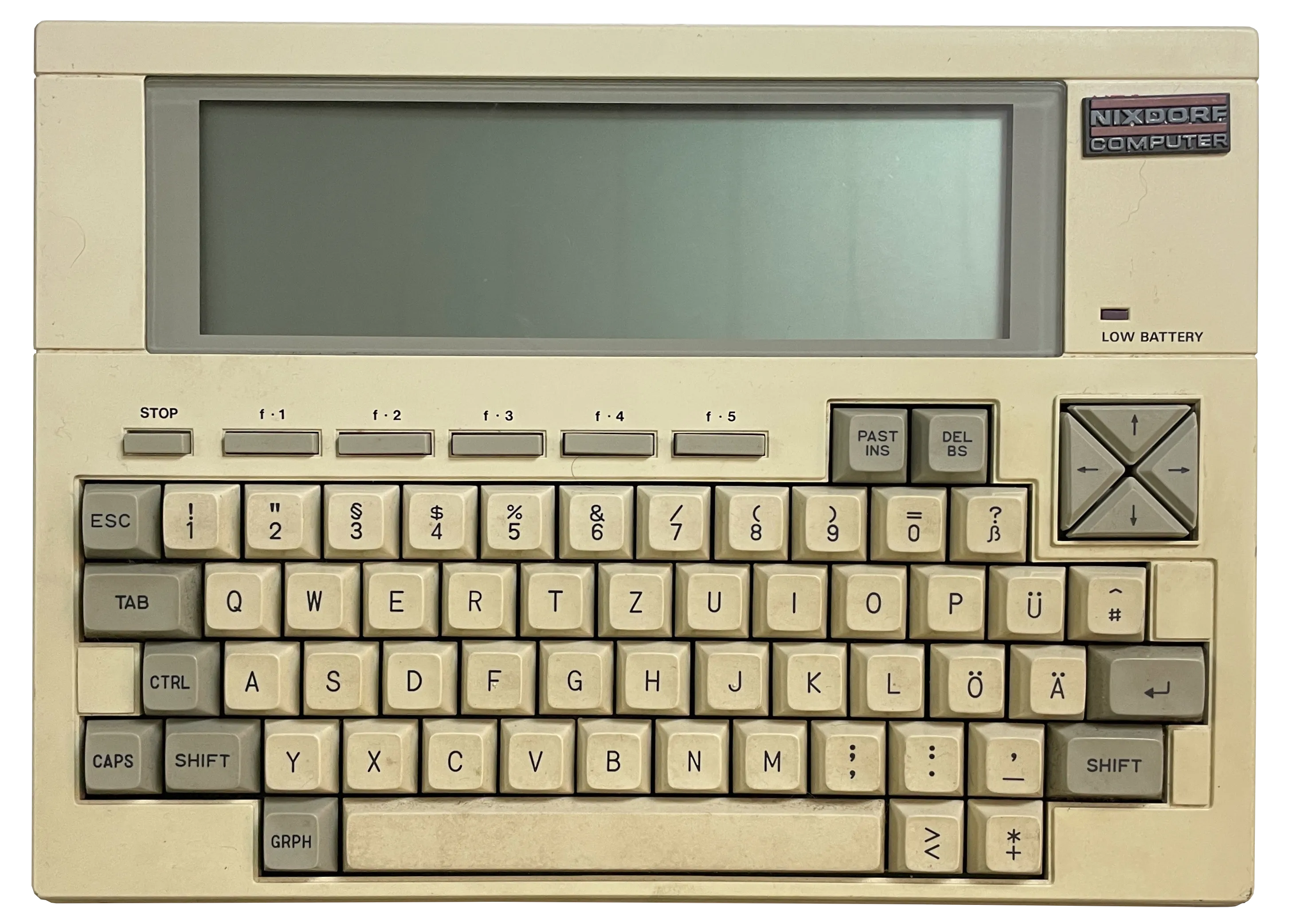 Nixdorf-umgelabelter NEC PC-8201A mit deutscher QWERTZ-Tastatur