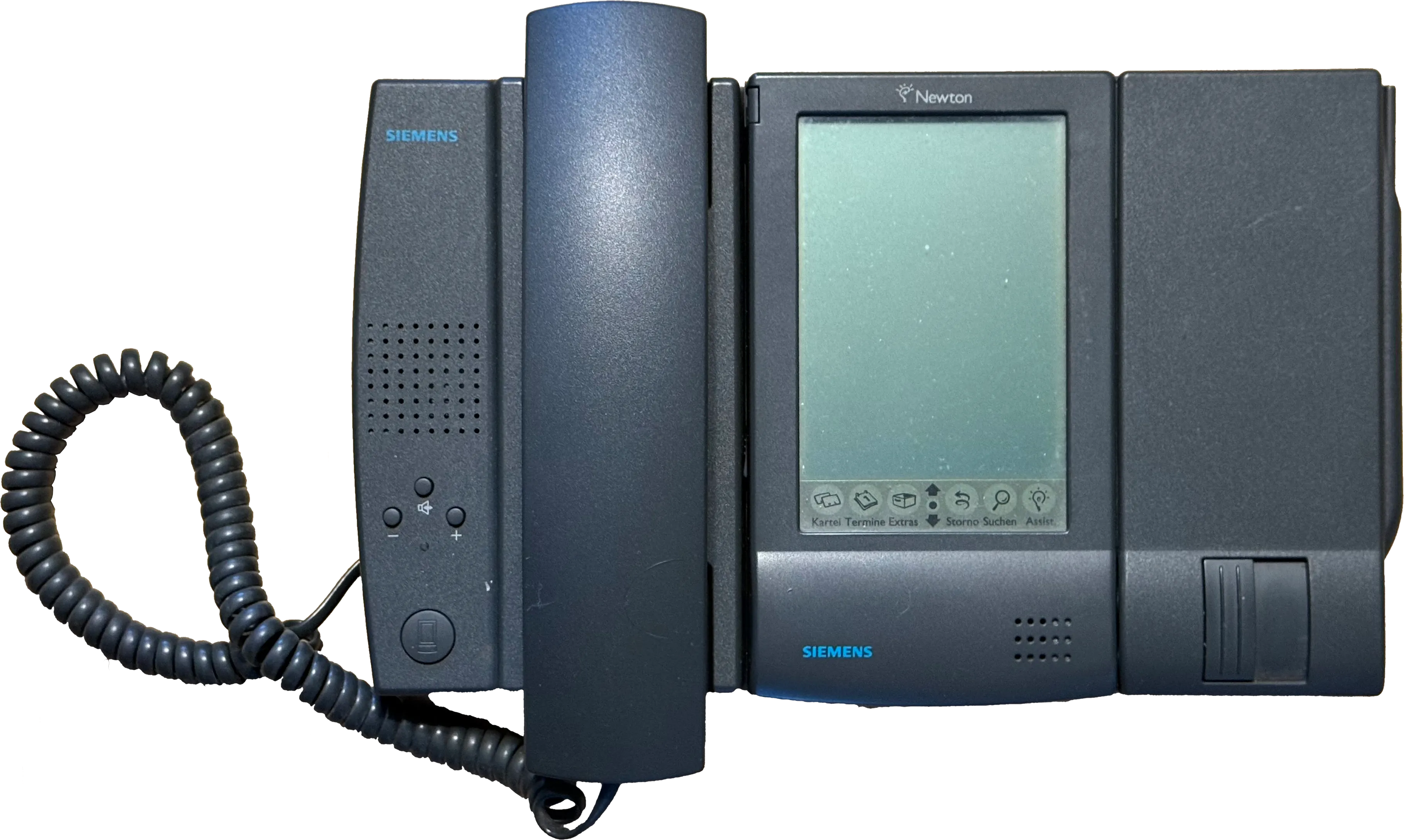 Siemens NotePhone mit Telefonbasis, Hörer, integriertem Newton-PDA und Modem-/Dockmodul
